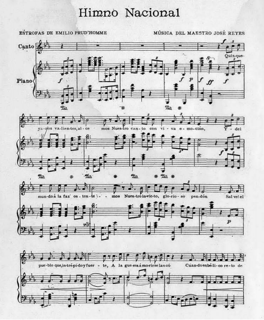 Partitura para Canto y piano del Himno Nacional de la República Dominicana